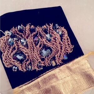 Elegant Blue  and Gold Beaded Bracelet amazing piece vintage